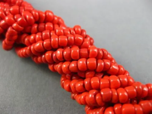 ANTIQUE AAA CORAL STAINLESS STEEL 3D MULTI STRANDED BEADED BOW NECKLACE #25871