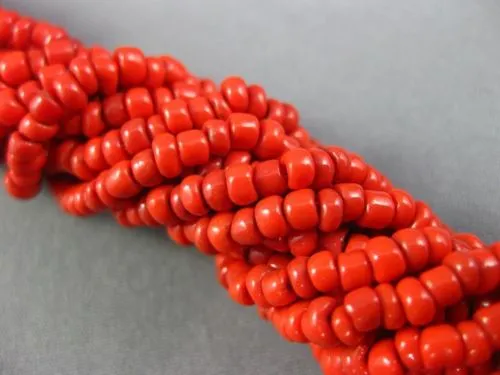 ANTIQUE AAA CORAL STAINLESS STEEL 3D MULTI STRANDED BEADED BOW NECKLACE #25871