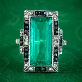 Art Deco Green Black Paste Cocktail Ring