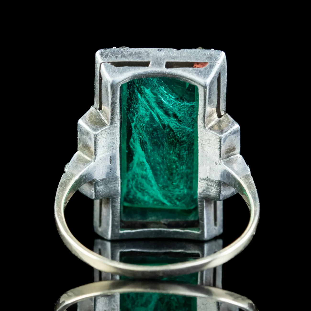Art Deco Green Black Paste Cocktail Ring