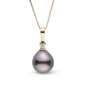 Aspire Collection 9.0-10.0 mm Drop Tahitian Pearl & Diamond Pendant