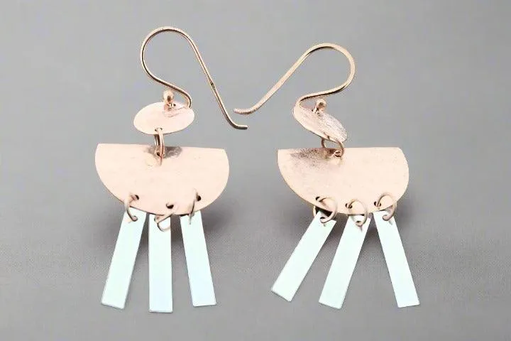 Atum chandelier drop earring - silver & rose gold