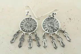Aztec calendar chandelier earrings