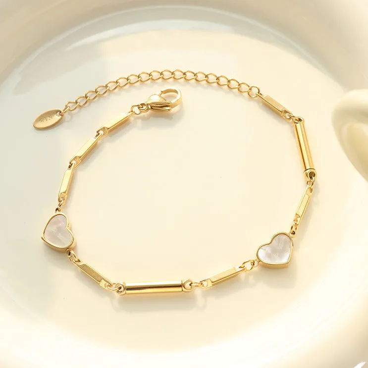 Bamboo Knot Heart Charms Bracelet