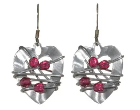 Beaded Wire Heart Earrings
