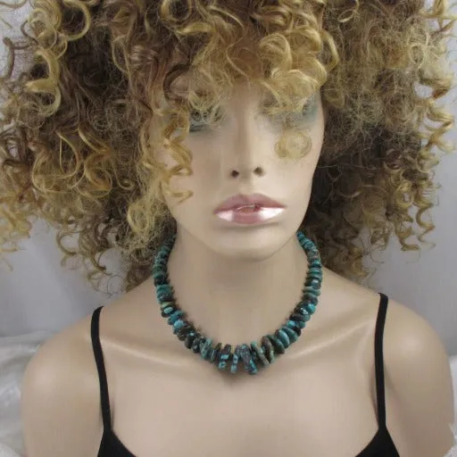 Big Turquoise Nugget Disk Statement Necklace