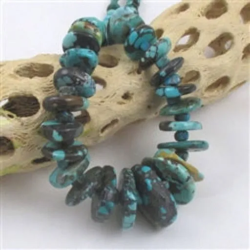 Big Turquoise Nugget Disk Statement Necklace