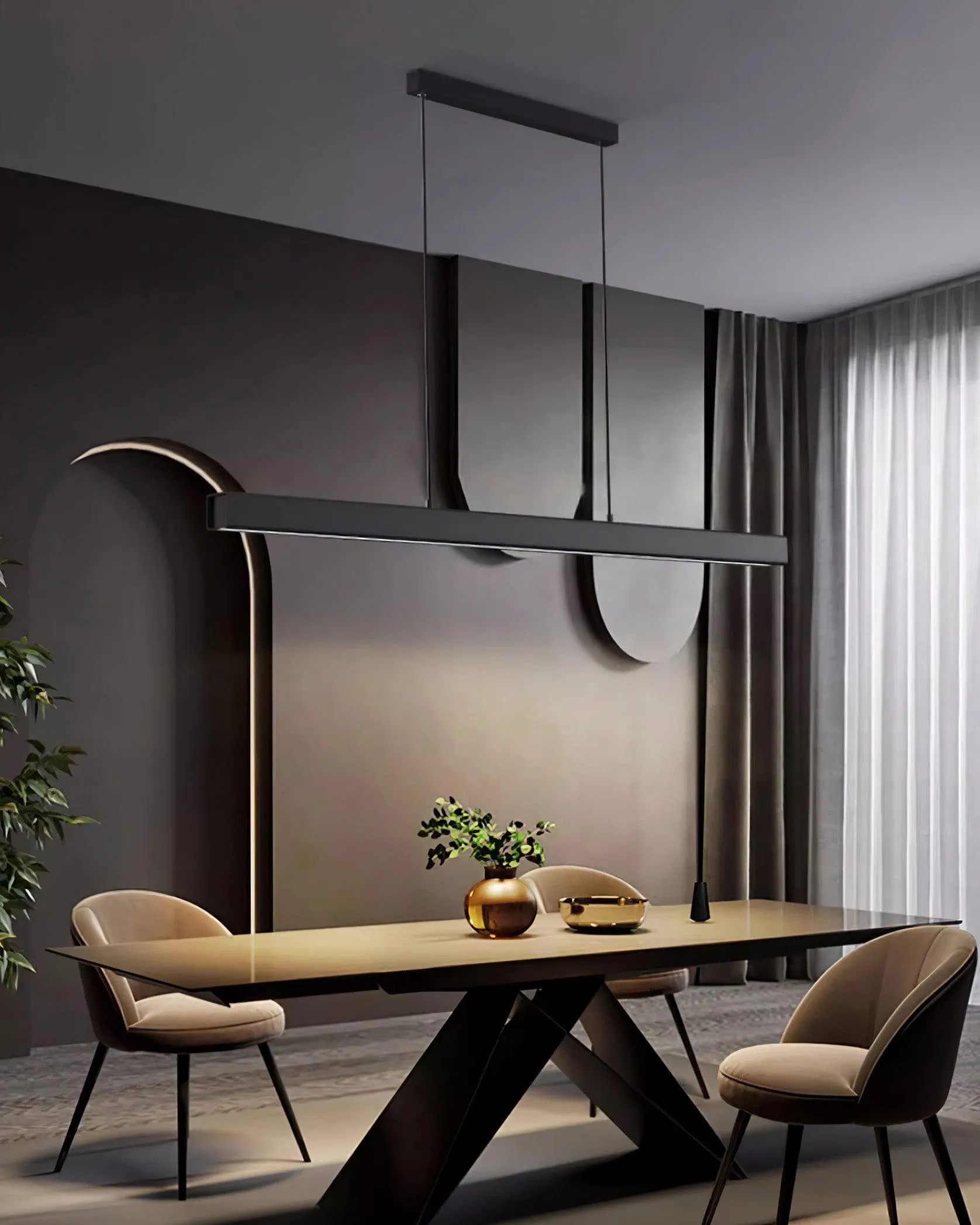 Black Linear Pendant Lamp