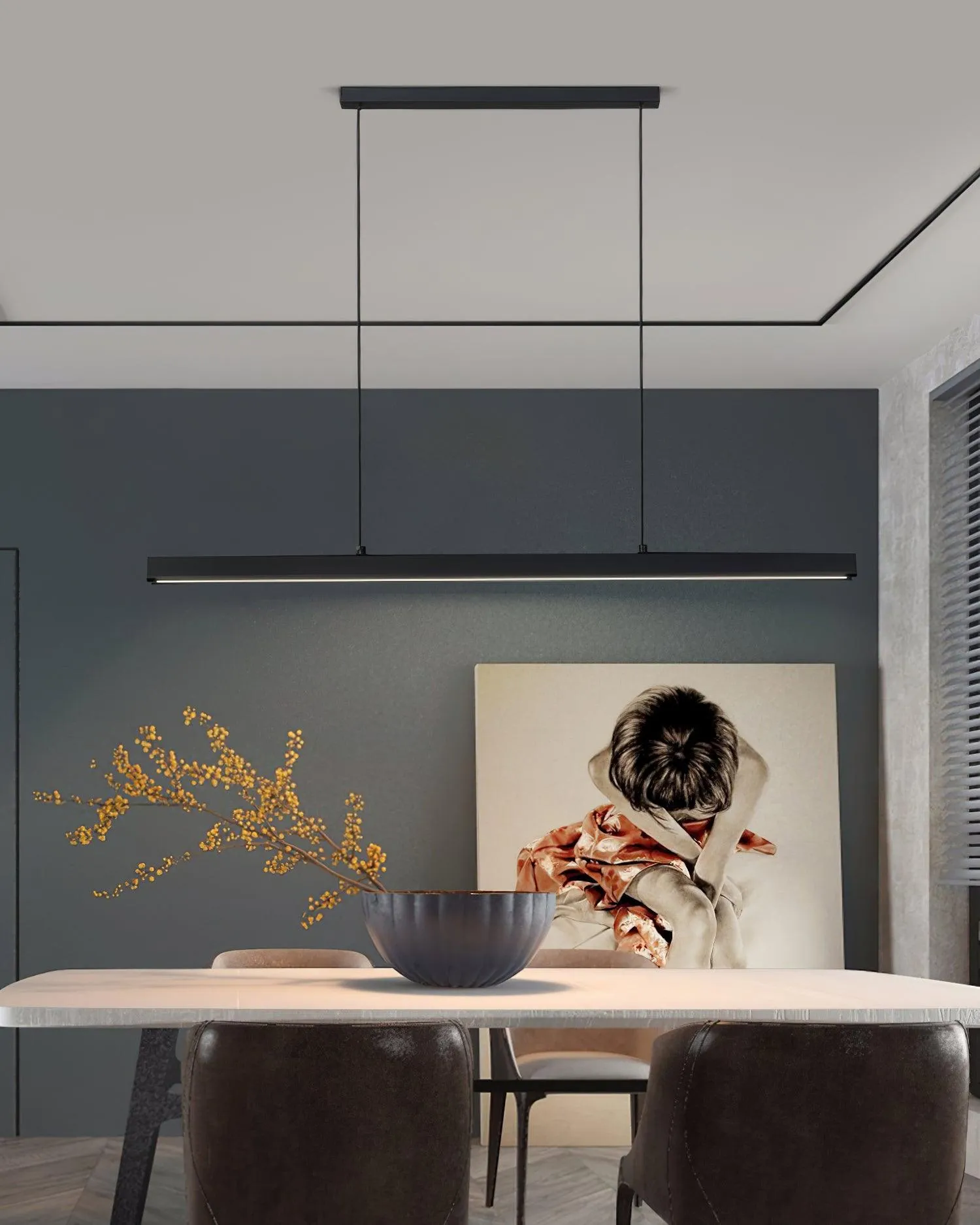 Black Linear Pendant Lamp