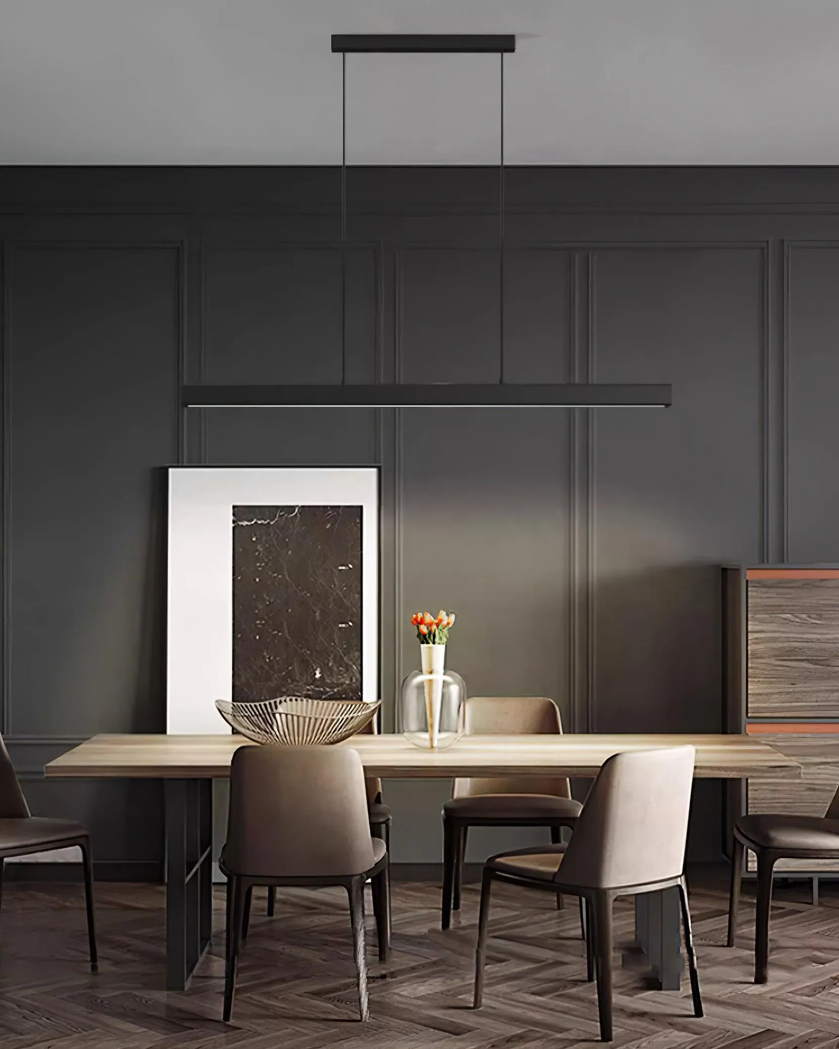Black Linear Pendant Lamp