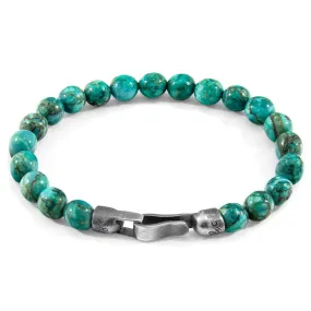 BLUE TURQUOISE NACHI SILVER AND STONE BEADED BRACELET