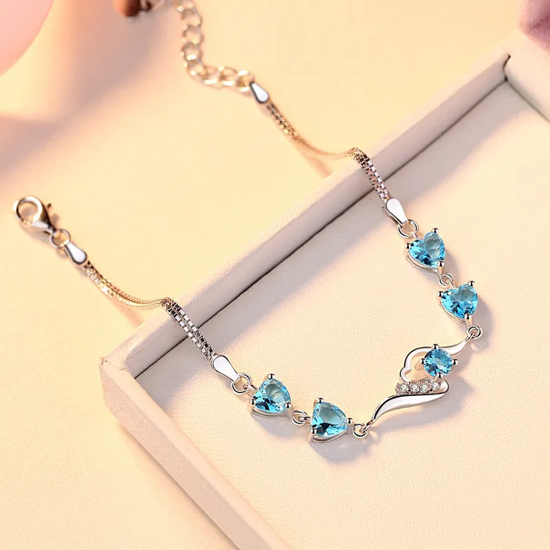 Blue Zircon Silver Bracelet for Women