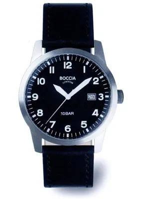 BOCCIA GENTS TITANIUM 12 FIGURE DIAL BLACK LEATHER 3631-01