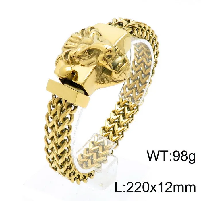 Bold Skull Lion Head Men's Titanium Steel Bracelet