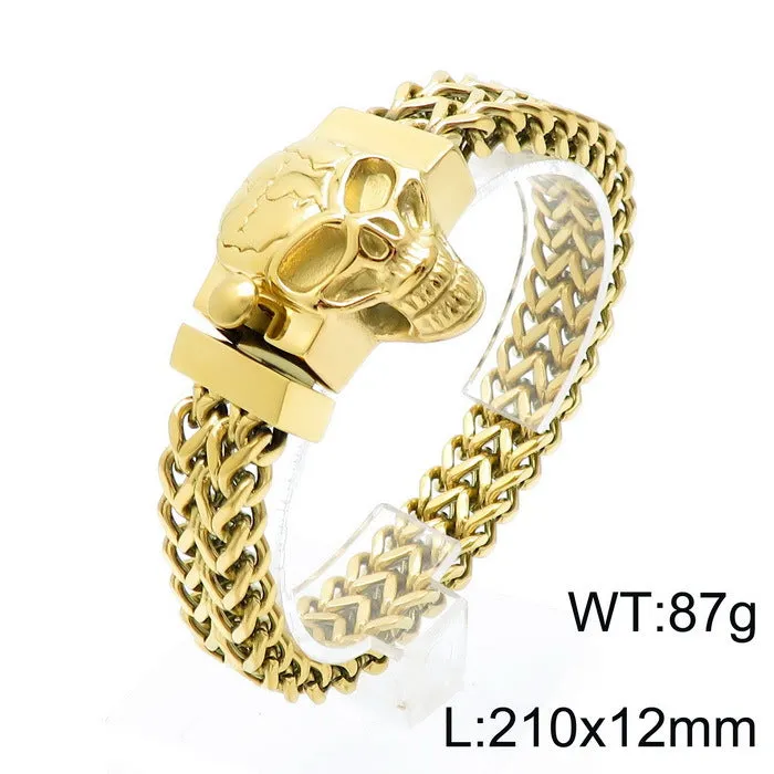 Bold Skull Lion Head Men's Titanium Steel Bracelet