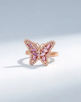 Bold Small Butterfly Pink Sapphire Ring