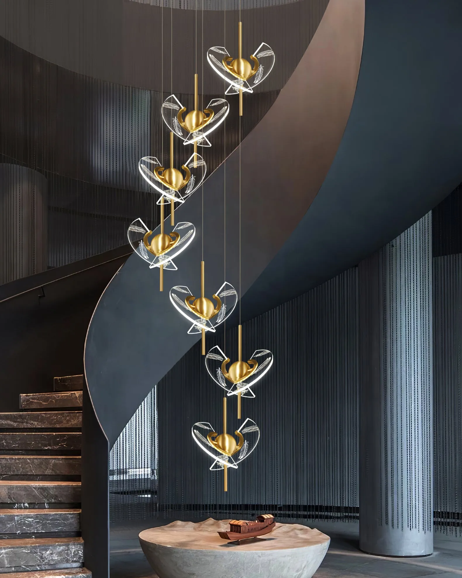 Brass Feather Pendant Lamp