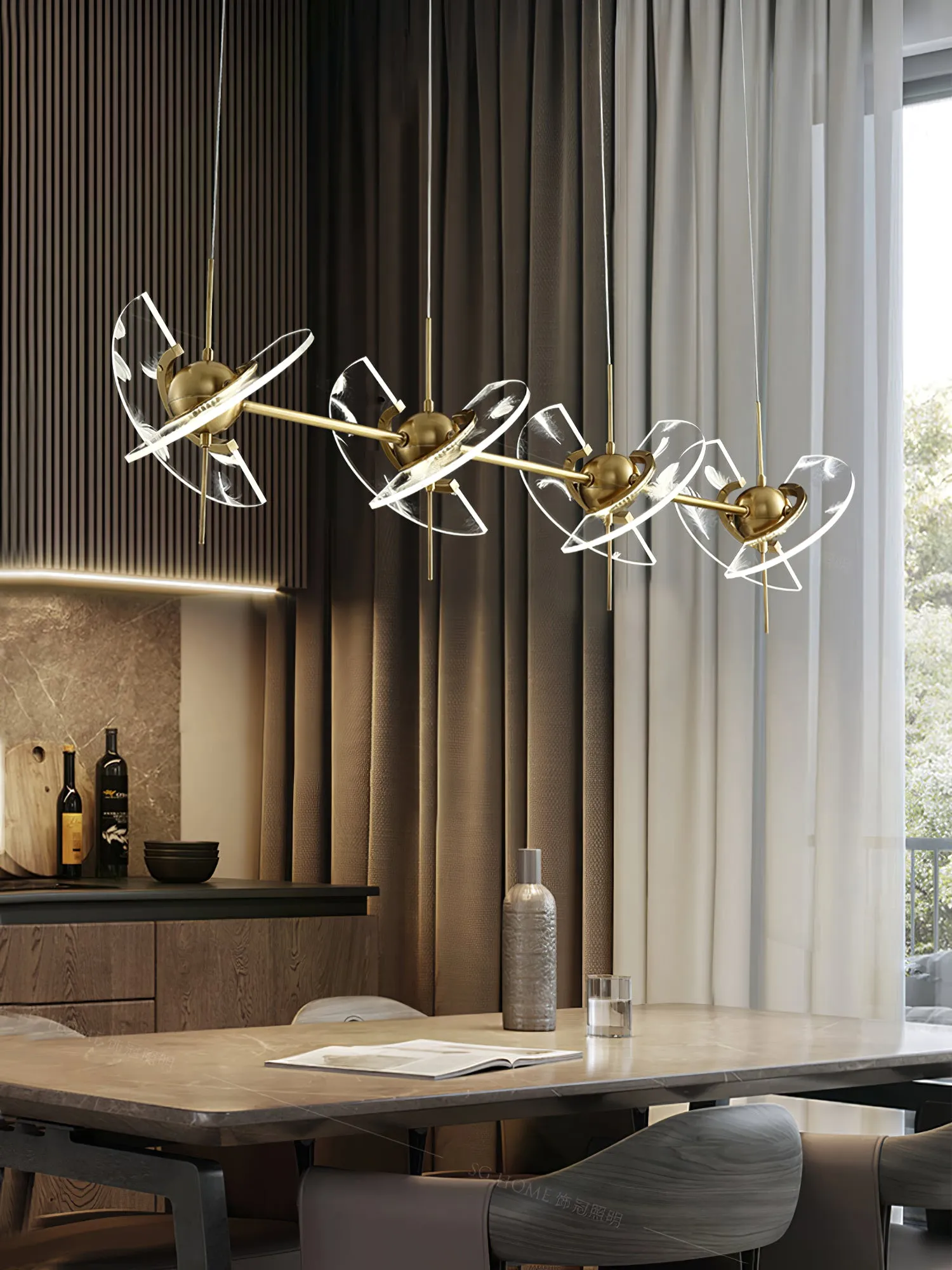 Brass Feather Pendant Lamp