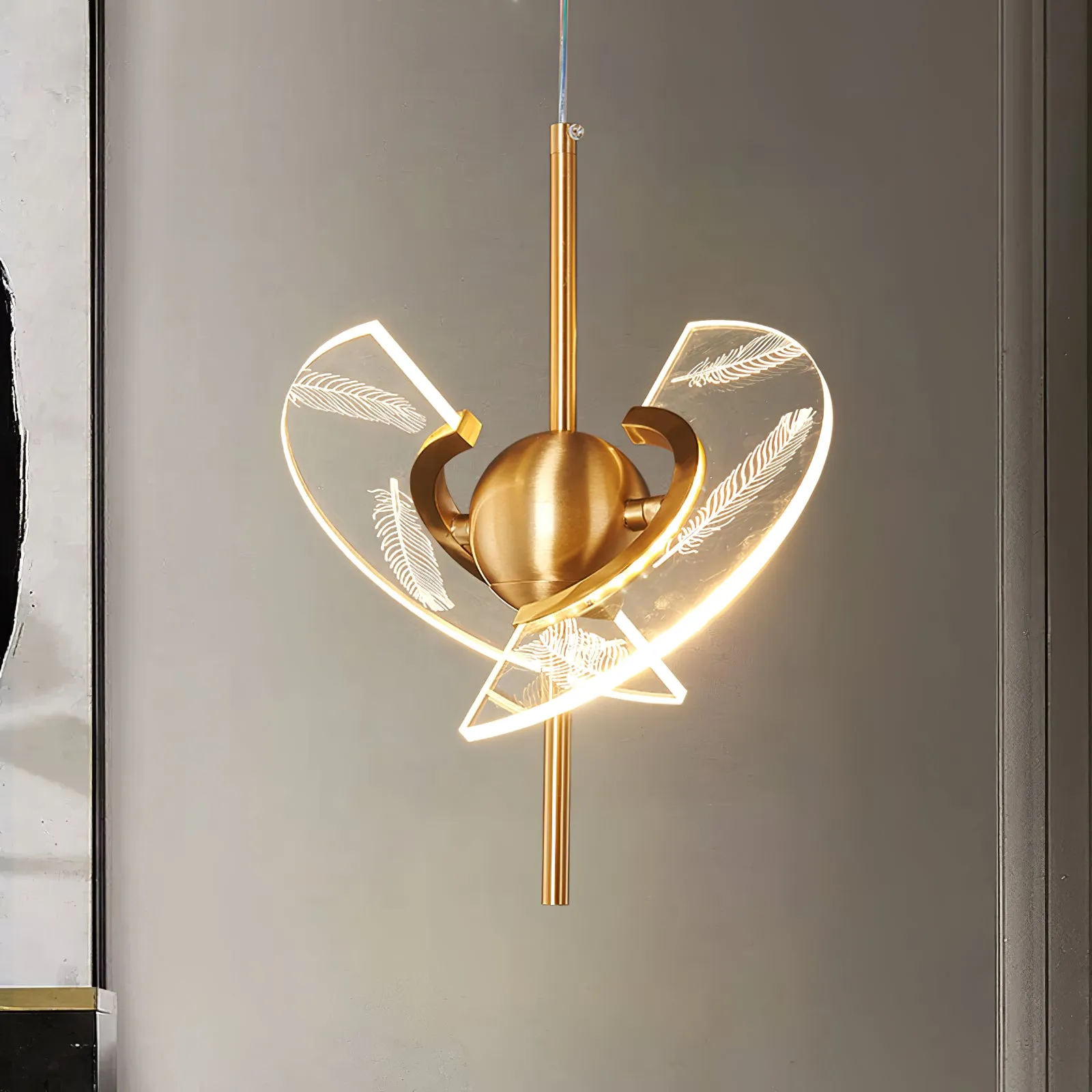 Brass Feather Pendant Lamp