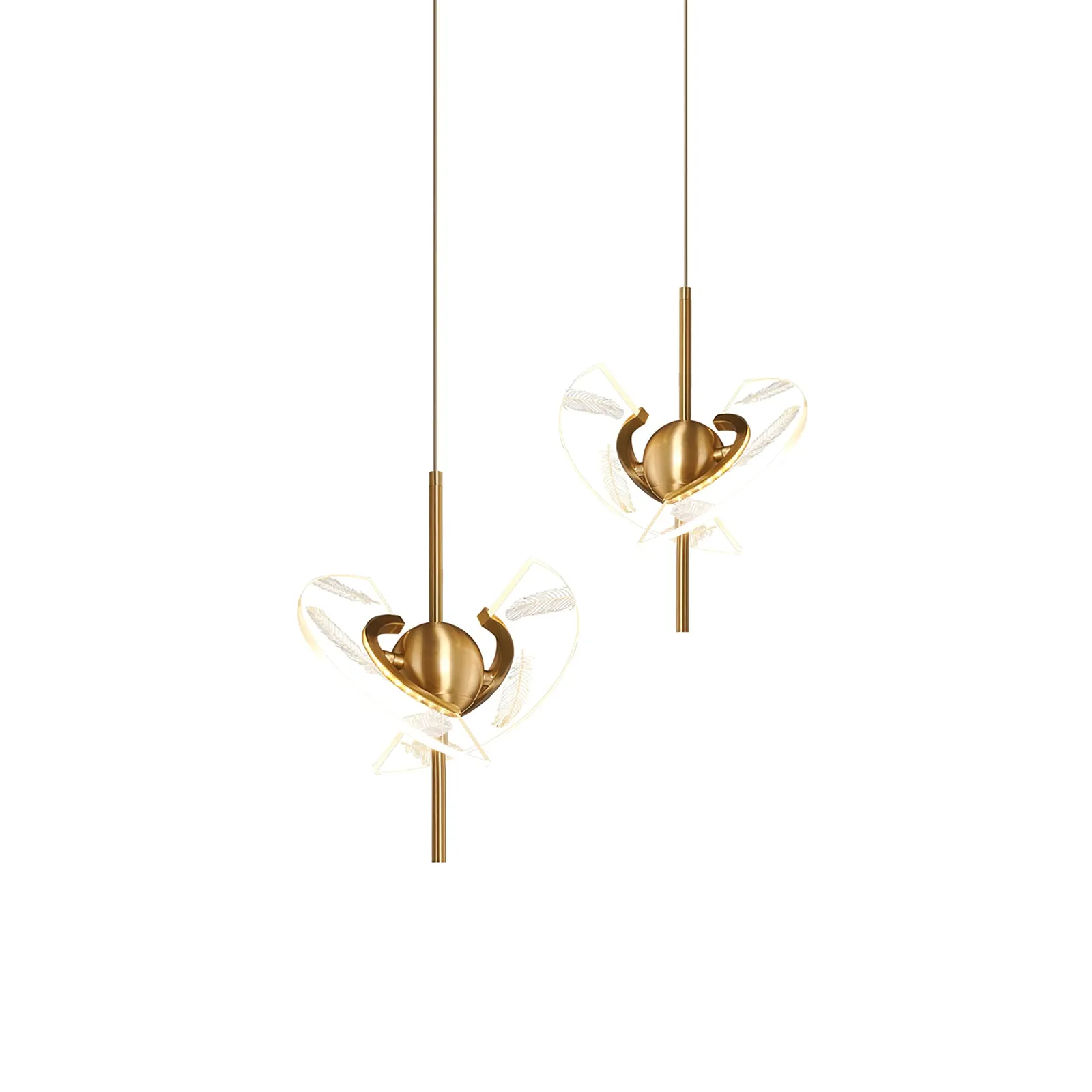 Brass Feather Pendant Lamp