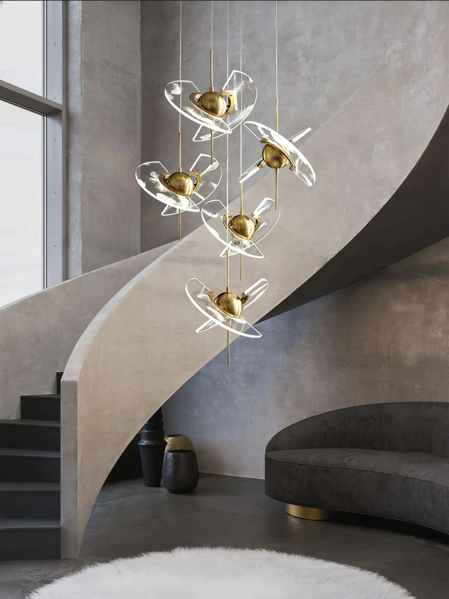 Brass Feather Pendant Lamp