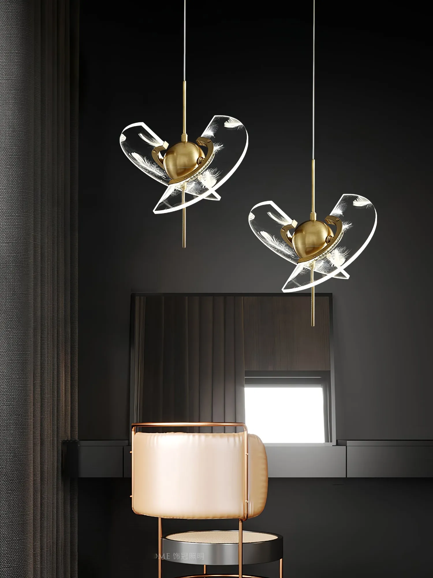 Brass Feather Pendant Lamp