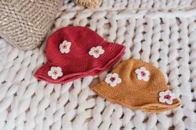 Bucket Hat with Flowers (Crochet)