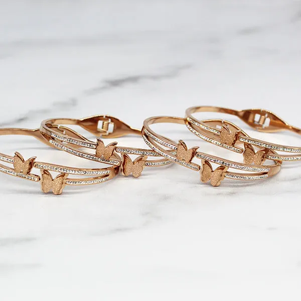 Butterfly Bracelet and Velvet Bag Proposal Gifts for Bridal Party, Set of 4