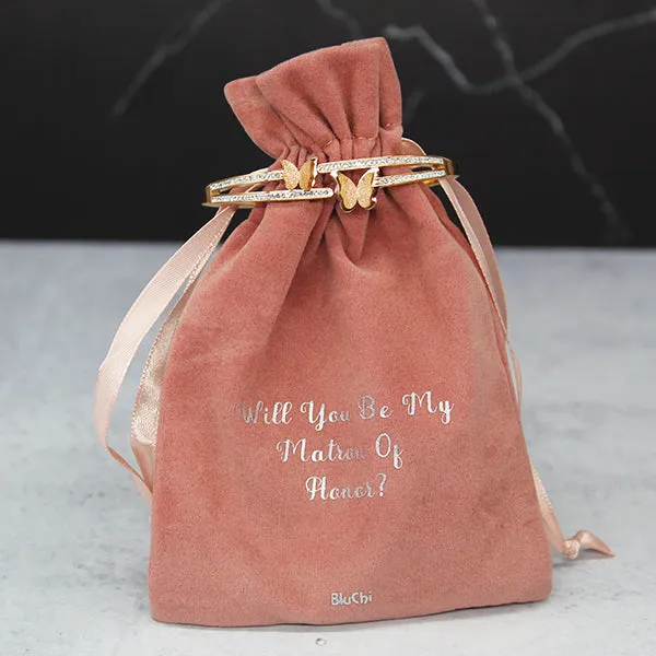Butterfly Bracelet and Velvet Bag Proposal Gifts for Bridal Party