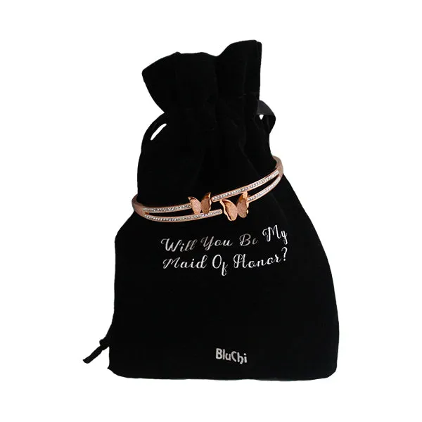 Butterfly Bracelet and Velvet Bag Proposal Gifts for Bridal Party
