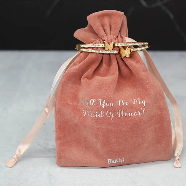Butterfly Bracelet and Velvet Bag Proposal Gifts for Bridal Party