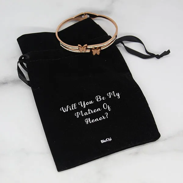Butterfly Bracelet and Velvet Bag Proposal Gifts for Bridal Party