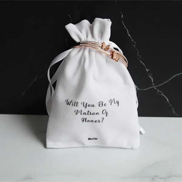Butterfly Bracelet and Velvet Bag Proposal Gifts for Bridal Party