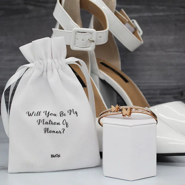 Butterfly Bracelet and Velvet Bag Proposal Gifts for Bridal Party