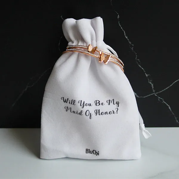 Butterfly Bracelet and Velvet Bag Proposal Gifts for Bridal Party