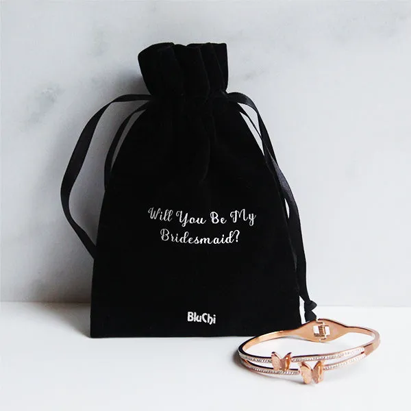 Butterfly Bracelet and Velvet Bag Proposal Gifts for Bridal Party