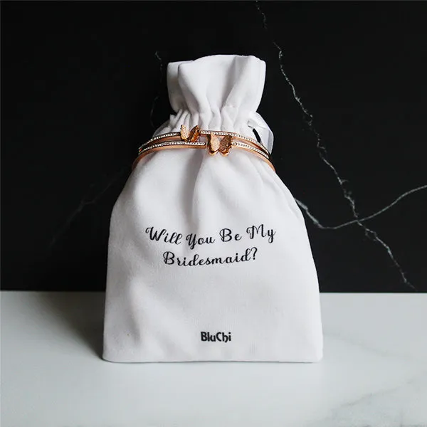 Butterfly Bracelet and Velvet Bag Proposal Gifts for Bridal Party