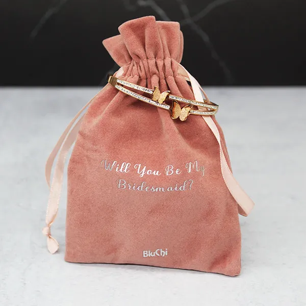 Butterfly Bracelet and Velvet Bag Proposal Gifts for Bridal Party