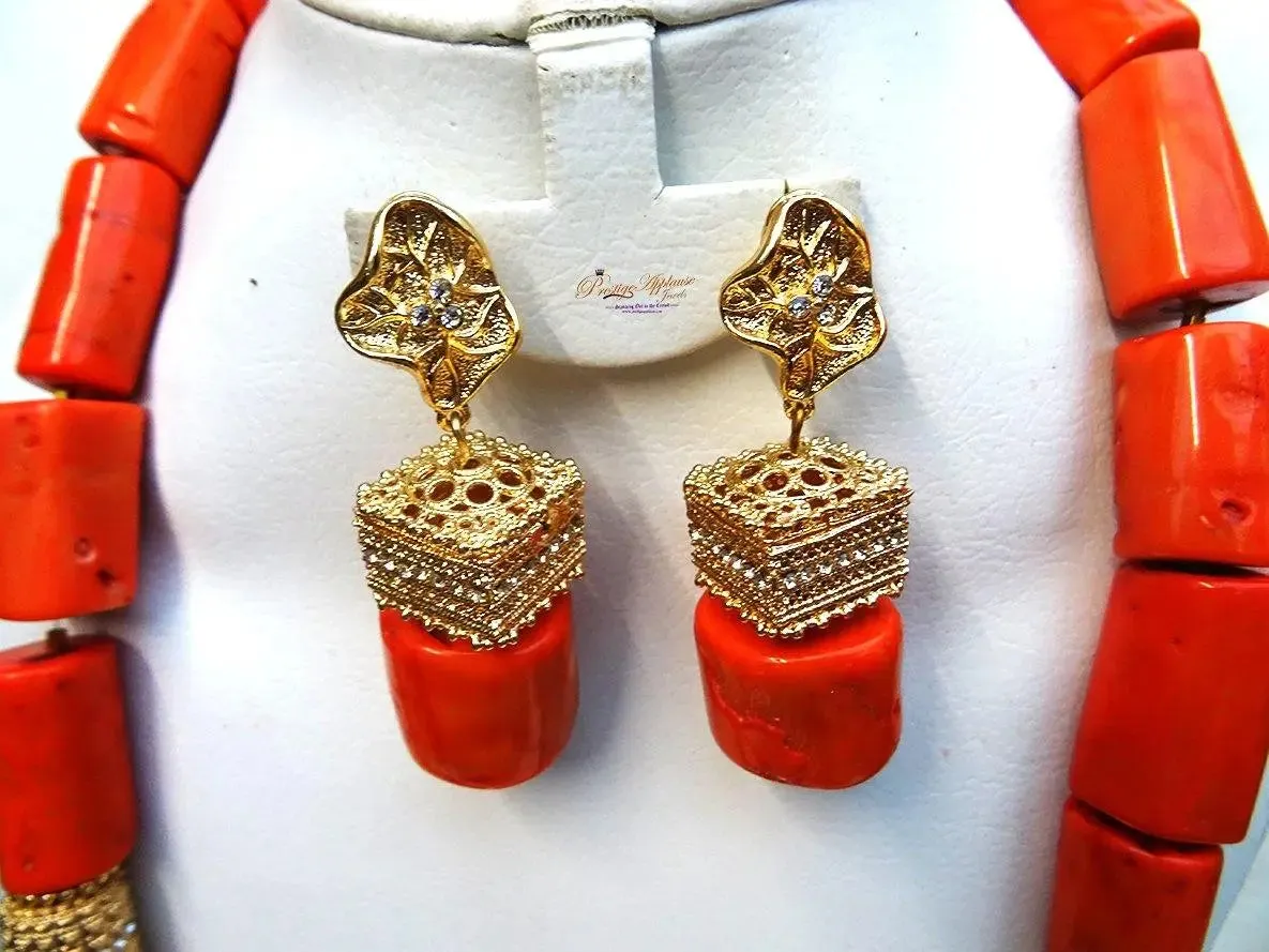 Celebrant Beautiful Real Traditional Coral African Necklace Jewellery Set