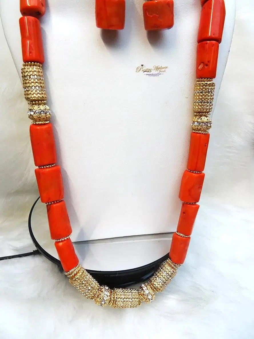 Celebrant Beautiful Real Traditional Coral African Necklace Jewellery Set