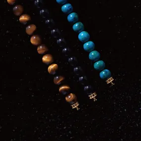 (Chain Only, without charm) Beaded bracelet – Obsidian, Turquoise, Tiger eye crystal