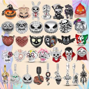 Christmas Flytonn BAMELA Christmas Pumpkin Charms For Pendant Original Bracelet Skull Snake Witch Cross Dragon Devil Bead DIY Jewelry Charm Gift