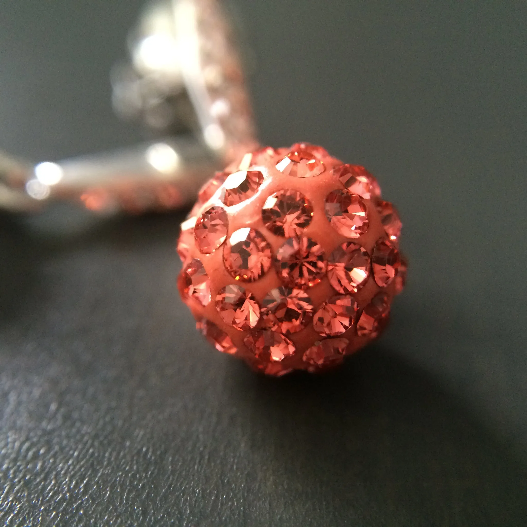 Coral Crystal Pave Dangle Earrings