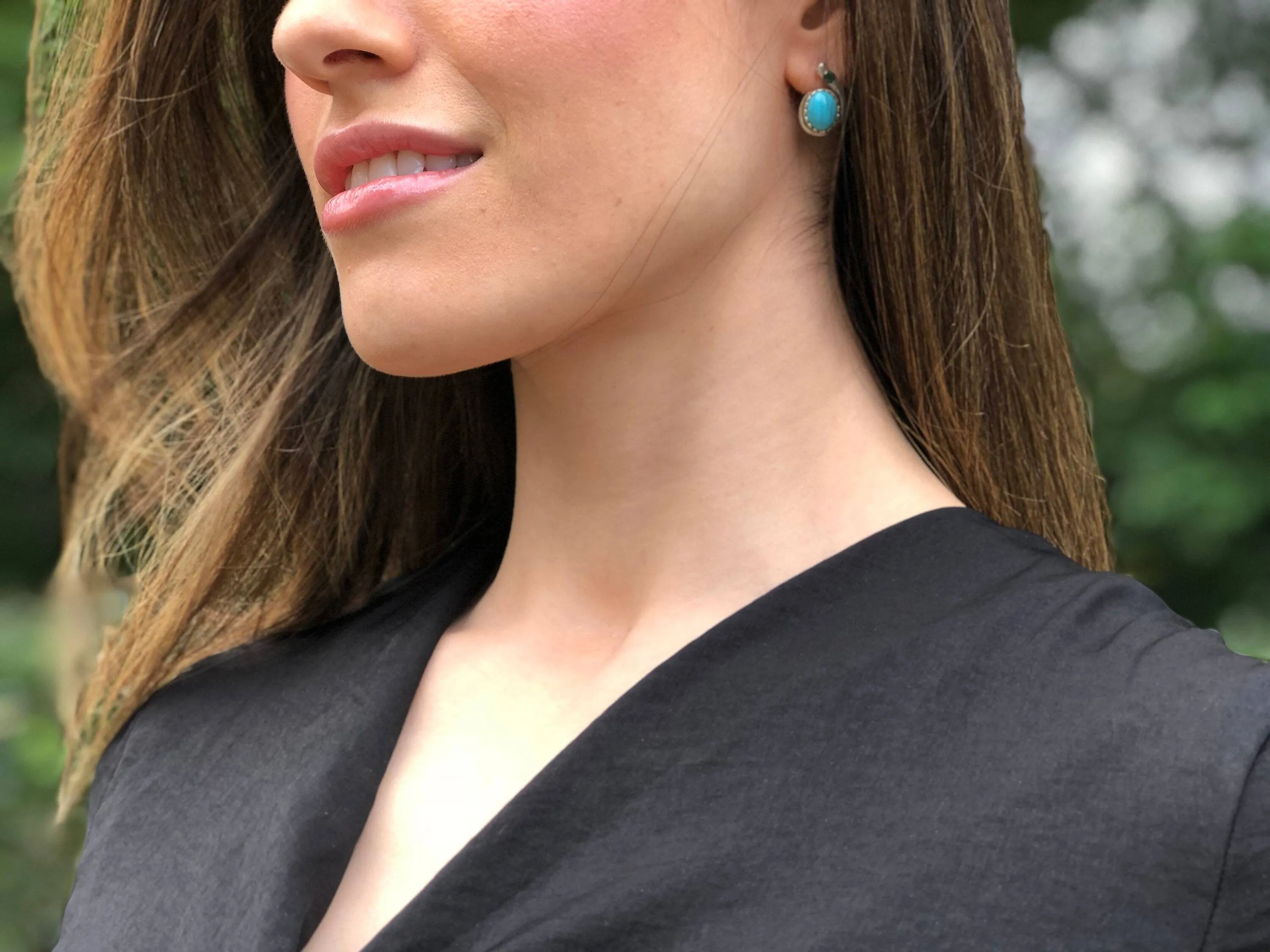 Coral Earrings - Teardrop Emerald Earrings - Pink Oval Earrings