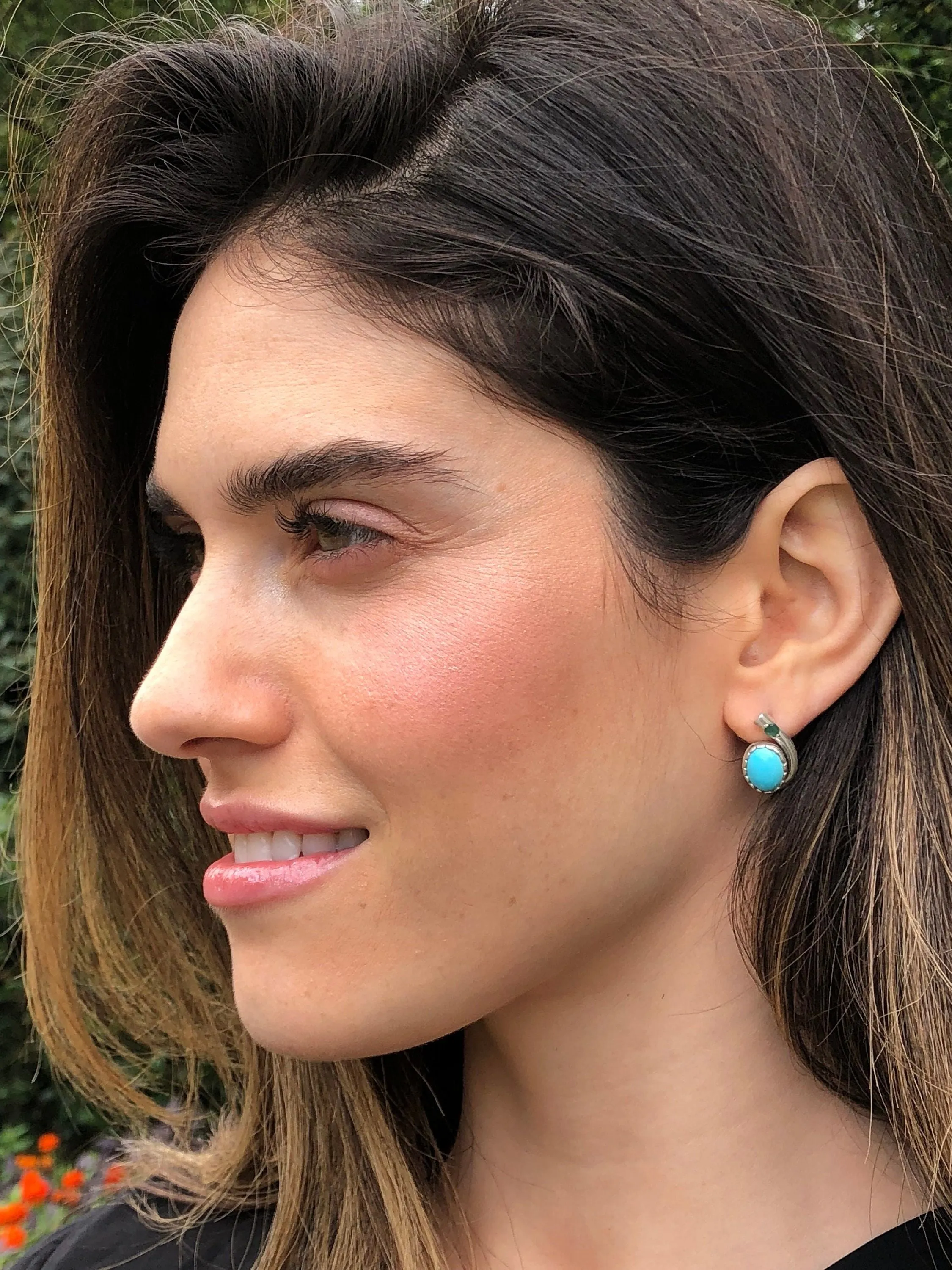 Coral Earrings - Teardrop Emerald Earrings - Pink Oval Earrings