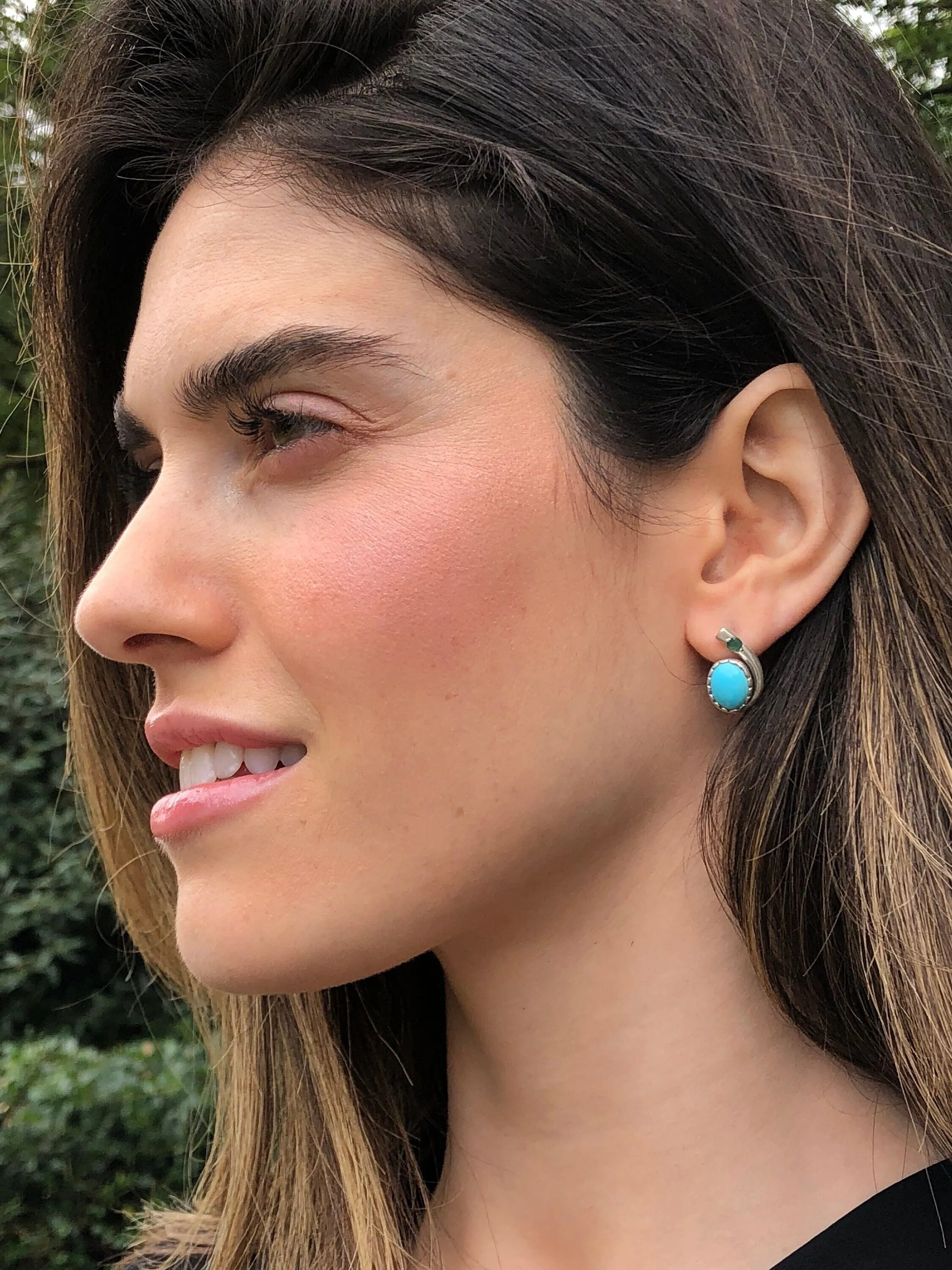 Coral Earrings - Teardrop Emerald Earrings - Pink Oval Earrings