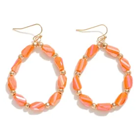 Coral Faceted Beads Loop Drop Earrings