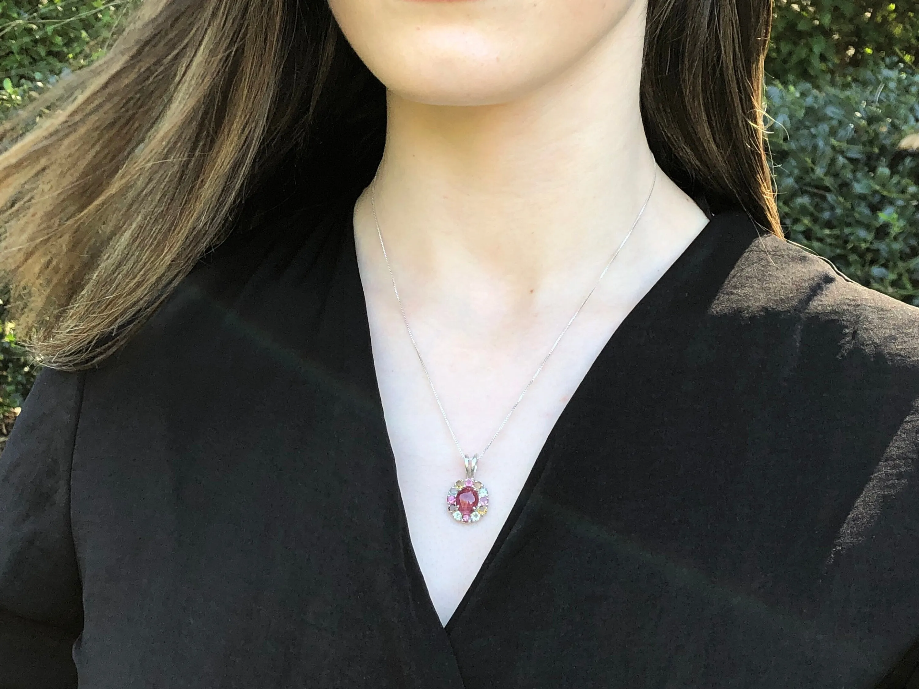 Coral Flower Necklace - Natural Emerald Pendant - Emerald Flower Necklace
