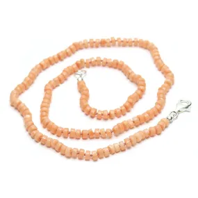 Coral Knotted Necklace with Sterling Silver Trigger Clasp