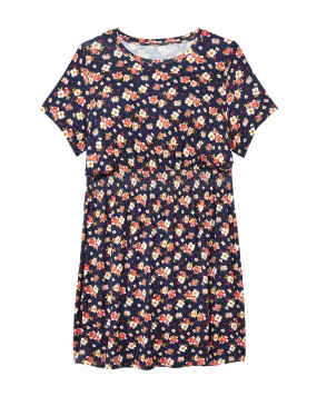 Cortena Smocked Waist Knit Dress | Navy / Red